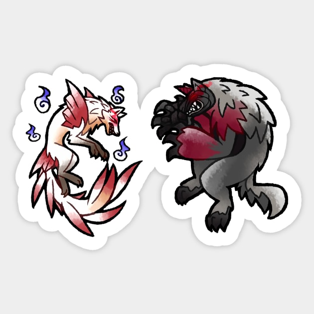 Nine Tails and Wolfssegner Sticker by PrinceofSpirits